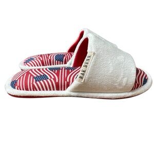 Slippers Slides Rae Dunn Women's America Flag Red White & Blue Memory Foam Sz. 7